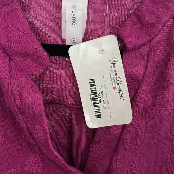 Honeyme NWT Pink Relaxed Blouse with Mandarin Collar - Picture 3 of 6